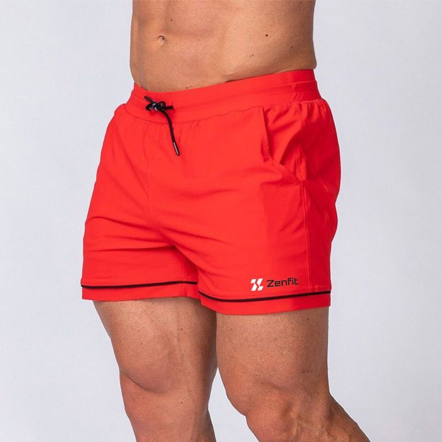 Image of zenfit Printed Men Red Sports Shorts