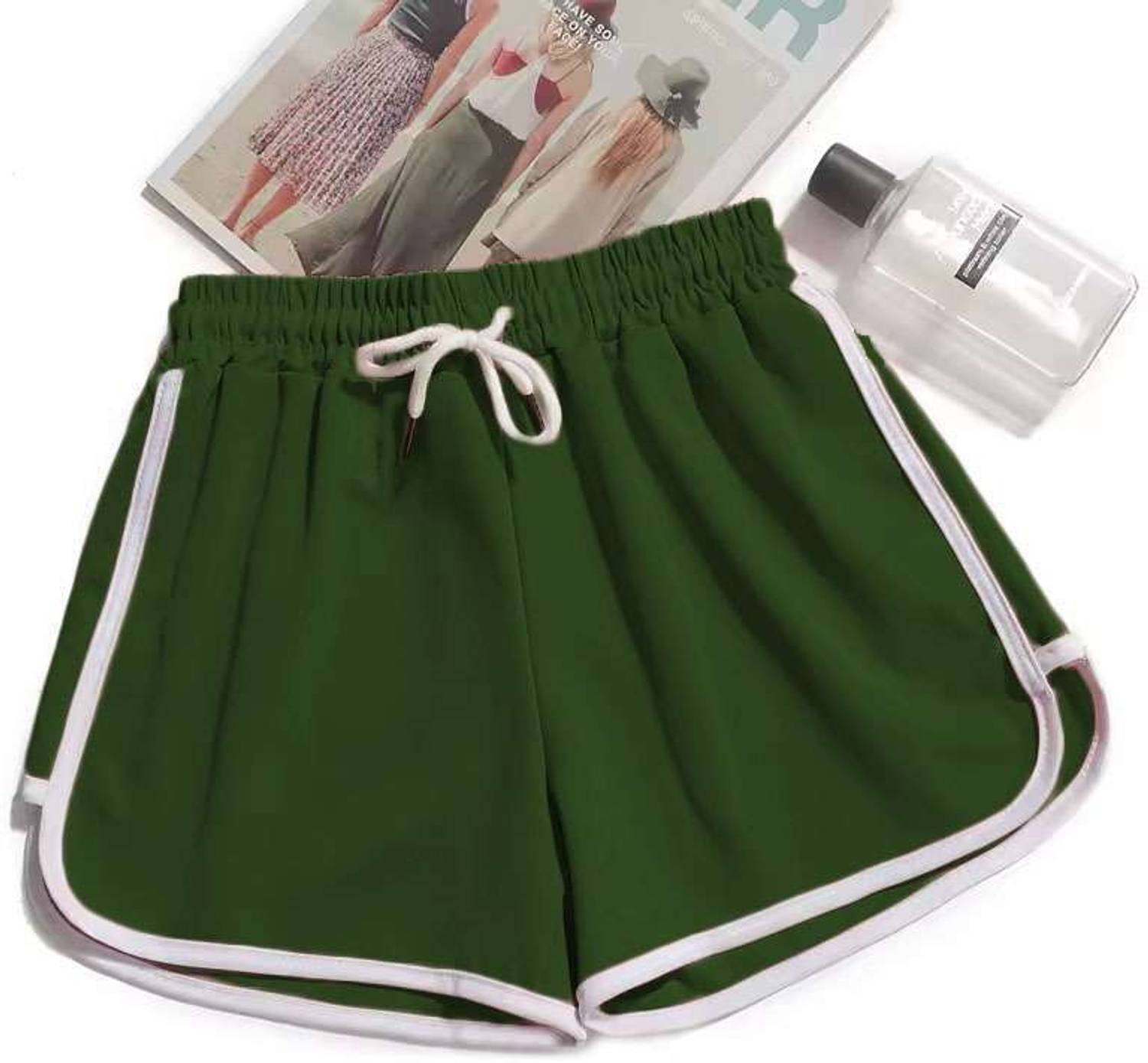 AKASHFASHION Striped Women Dark Green Gym Shorts