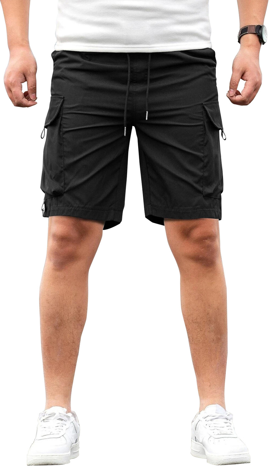 Image of FTX Solid Men Black Cargo Shorts