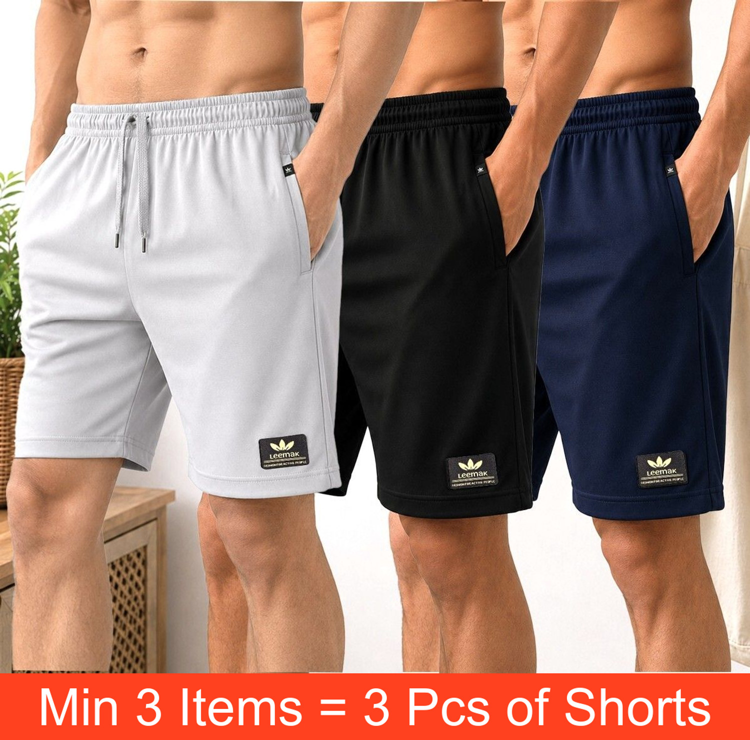 Image of Leemak Solid Men Lycra Blend Multicolor Basic Shorts