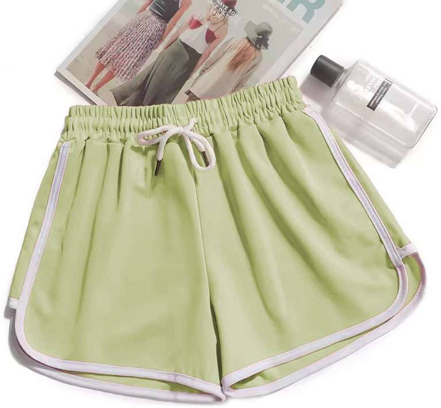 AKASHFASHION Striped Women Light Green Gym Shorts