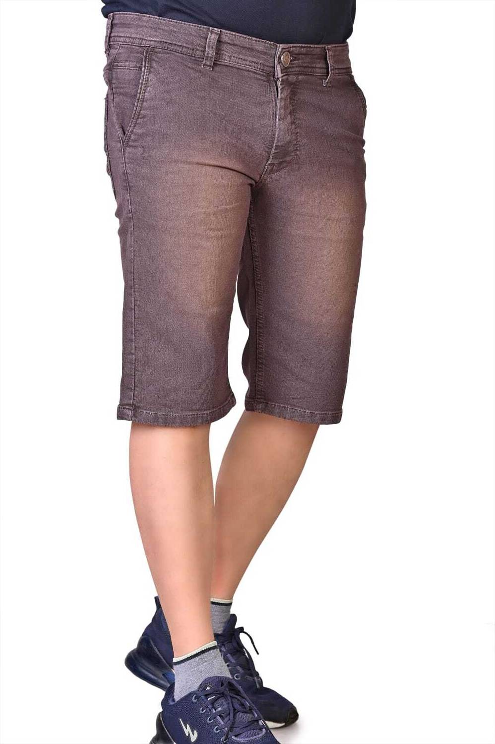 BaseCrowd Dyed/Washed Men Denim Brown Denim Shorts