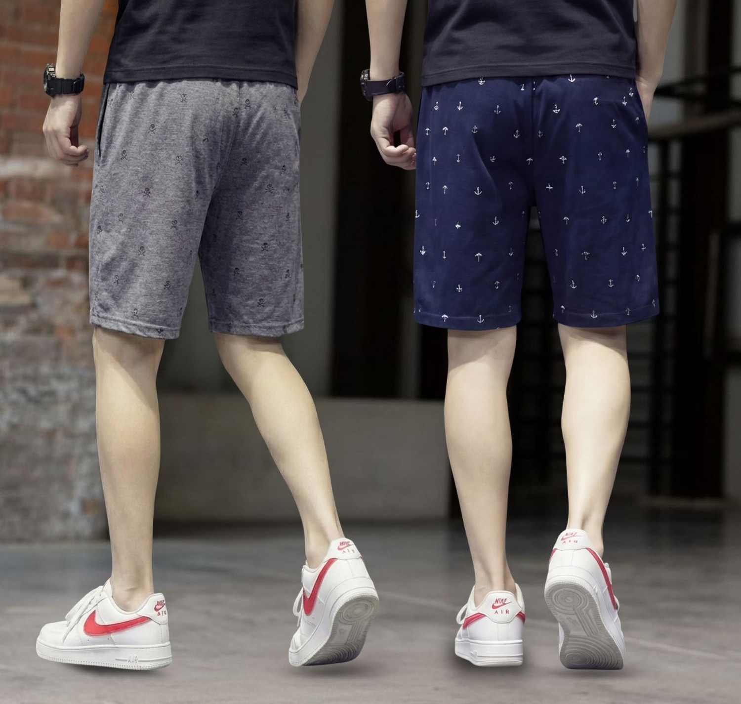 Image of FEEL TRACK Printed Men Dark Blue, Grey Regular Shorts