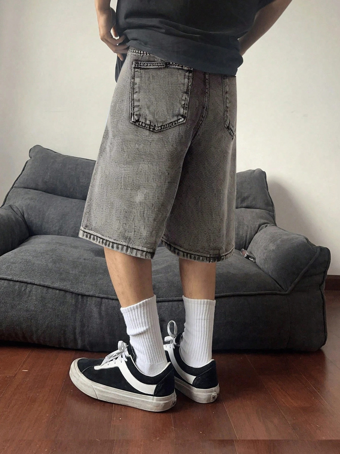 Image of FUDE PRIDE Solid Men Grey Baggy Shorts