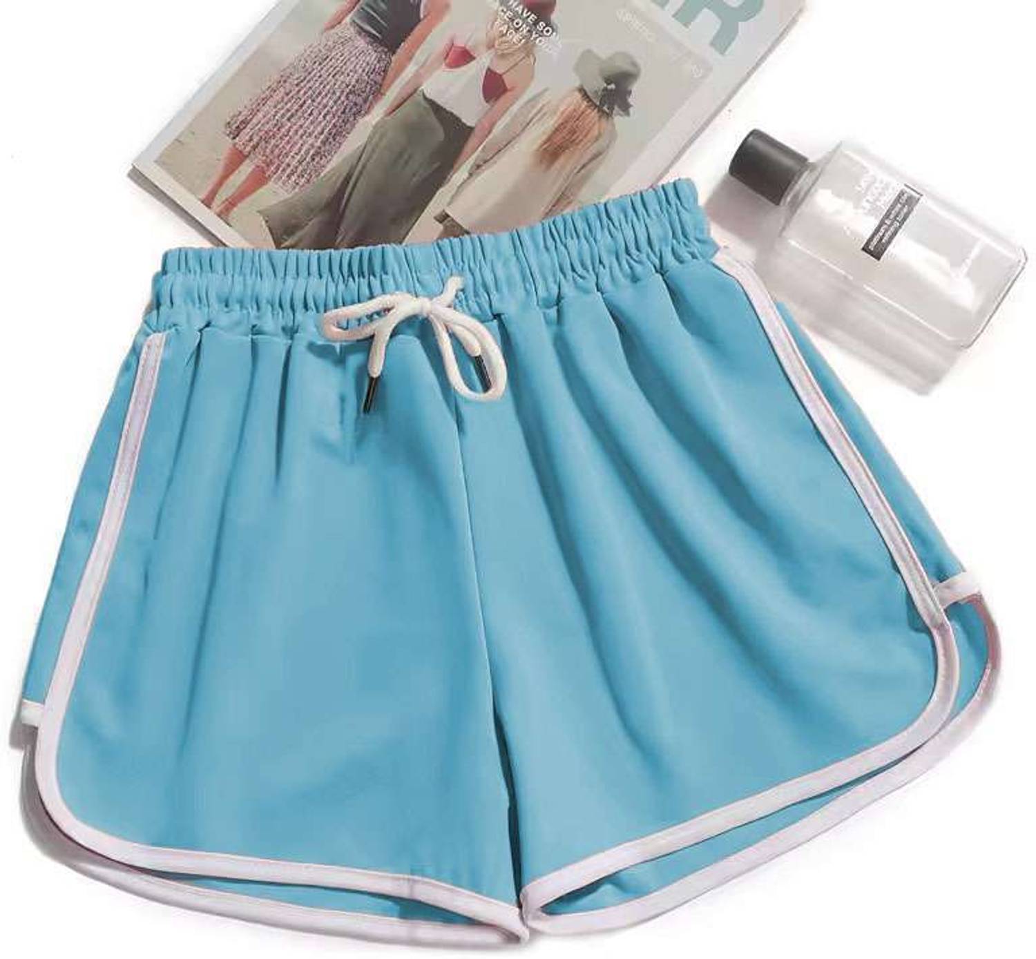 AKASHFASHION Striped Women Light Blue Gym Shorts