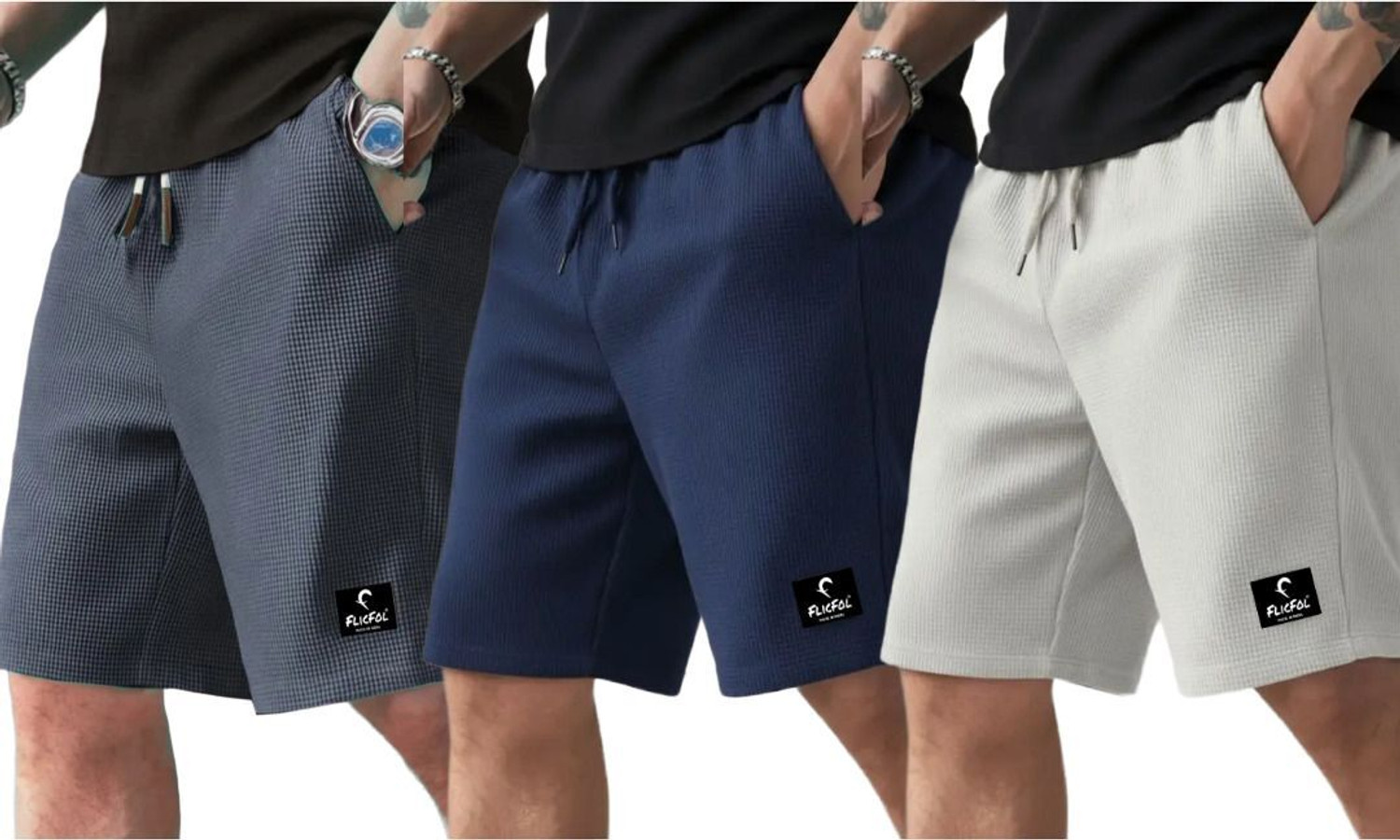 Image of Flicfol Solid Men Multicolor Regular Shorts