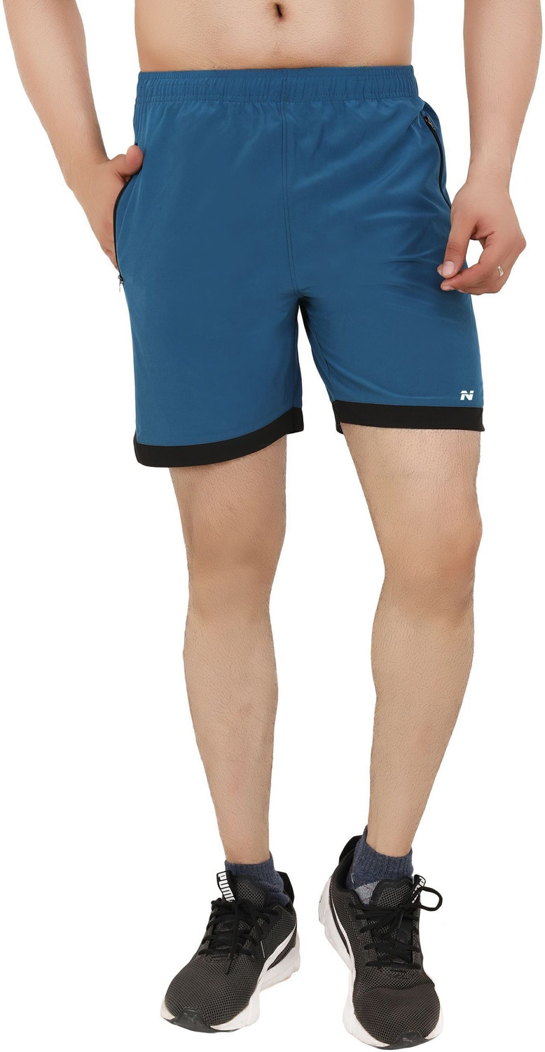 Image of NINQ Solid Men Blue Casual Shorts