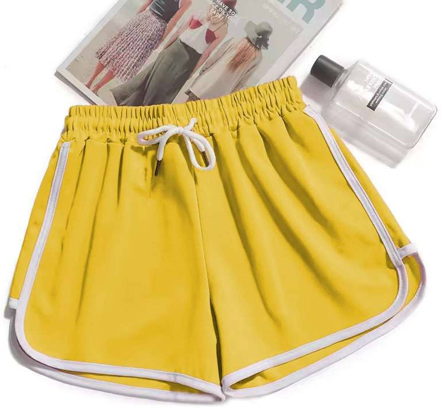 AKASHFASHION Striped Women Yellow Gym Shorts