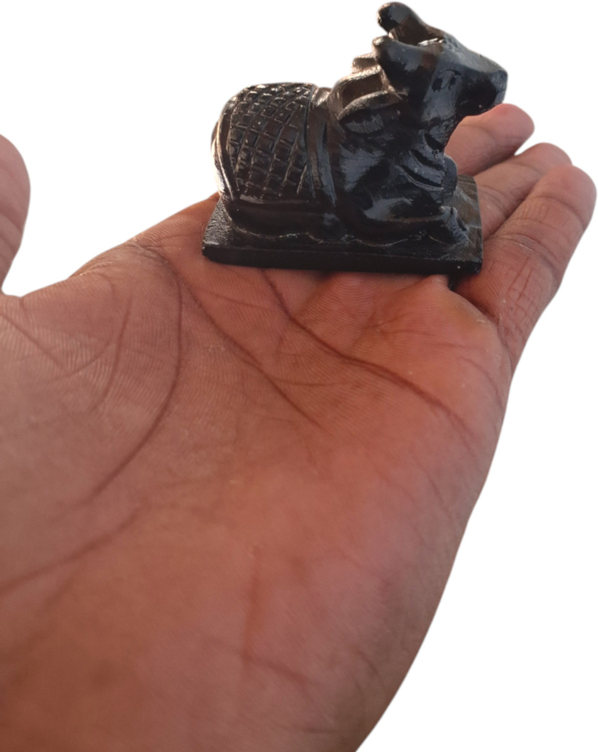 Image of TEJASWI CRAFT Black Marble Shiva Nandi Decorative Showpiece - 4.5 cm