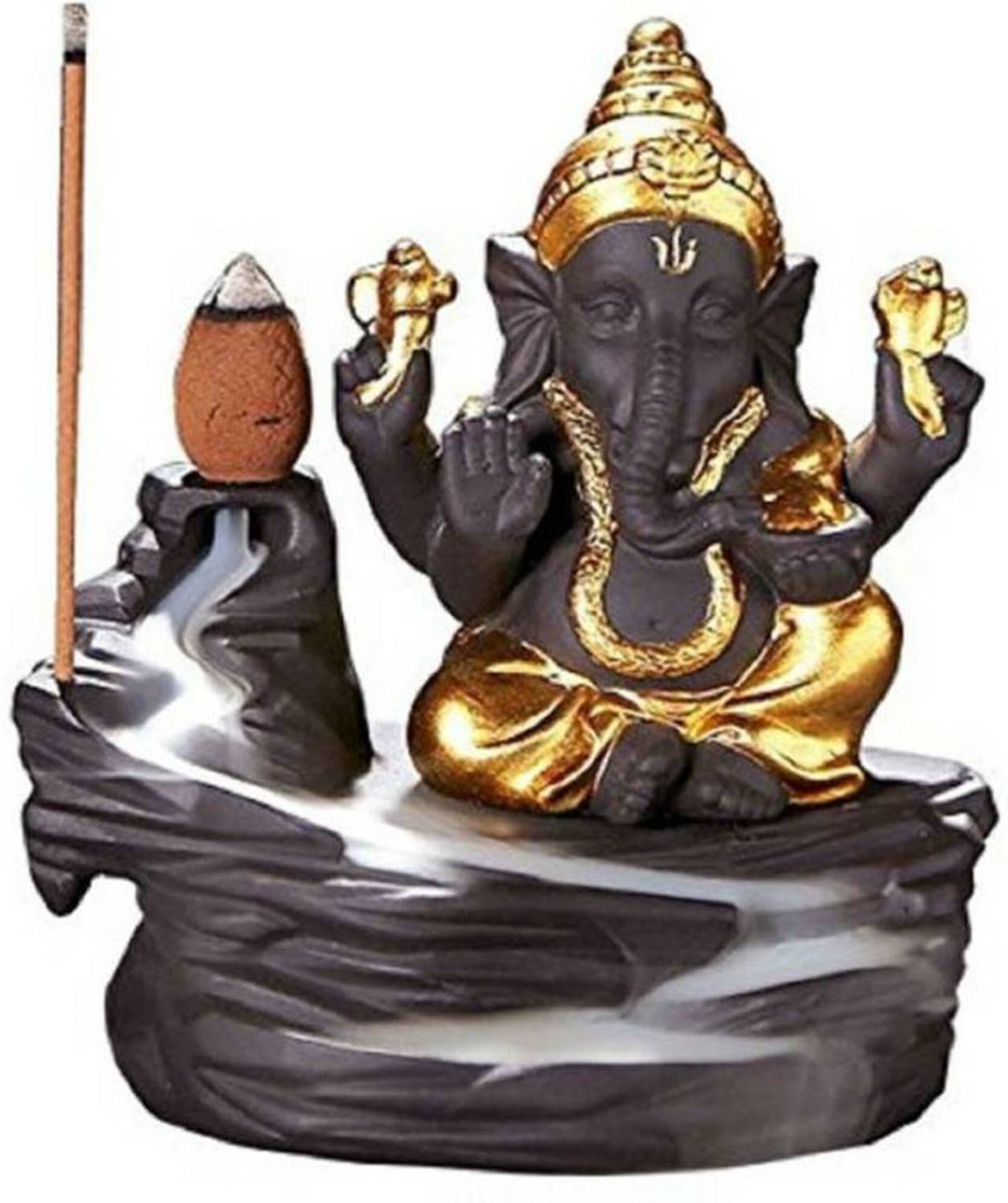 Beckonventure Ganesha Backflow Incense Burner- Infuse Your Space with Serenity and Beauty Decorative Showpiece - 9.5 cm