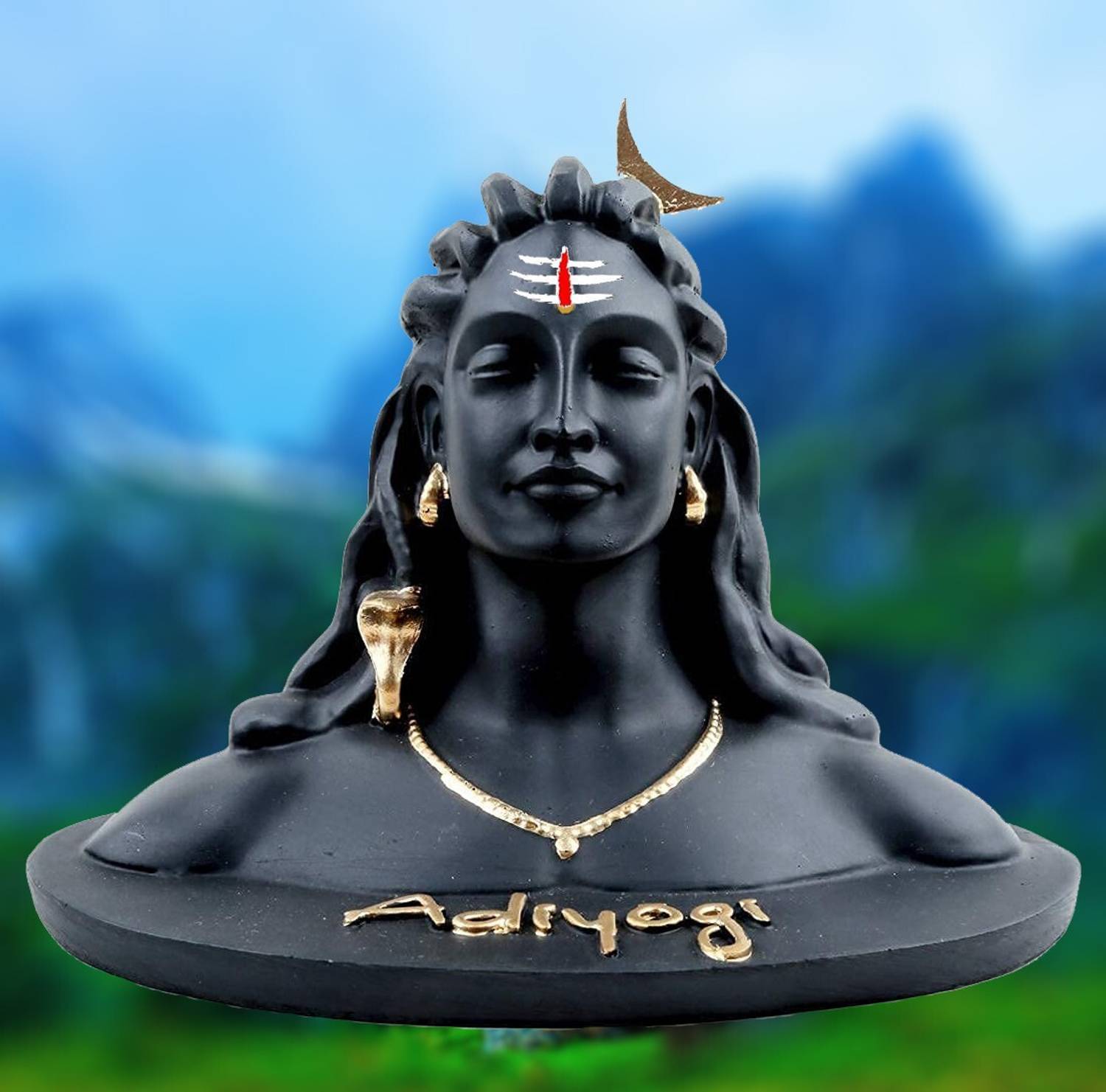 ADIYOGI Handmade Polyresin Adiyogi Shiv ji Statue for Home Decor I Decorative Showpiece - 13 cm