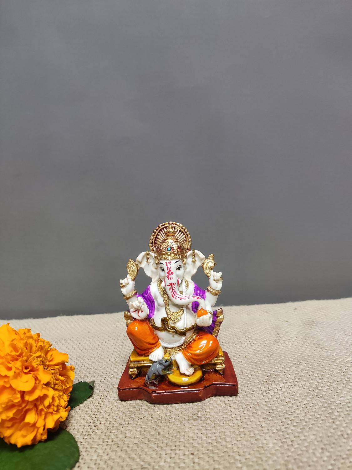 Pratima PRATIMA Handmade Polyresin Ganpati Statue For Gifting, Decorative Showpiece - 10 cm