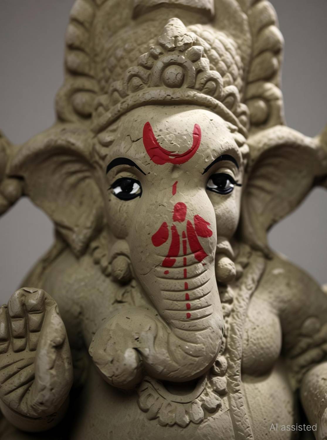 Divine Bazaar Eco-Friendly Ganesha Ganpati,Eco Friendly Clay Ganesh Idol for Ganesh Chaturthi Decorative Showpiece - 11.4 cm