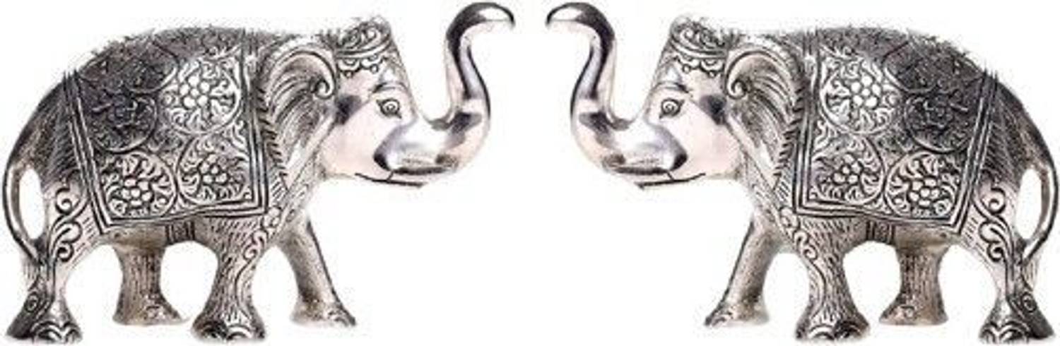 anil job works Metal Elaphant Set of 2 for Home Decor and Gifts Decorative Showpiece - 10 cm