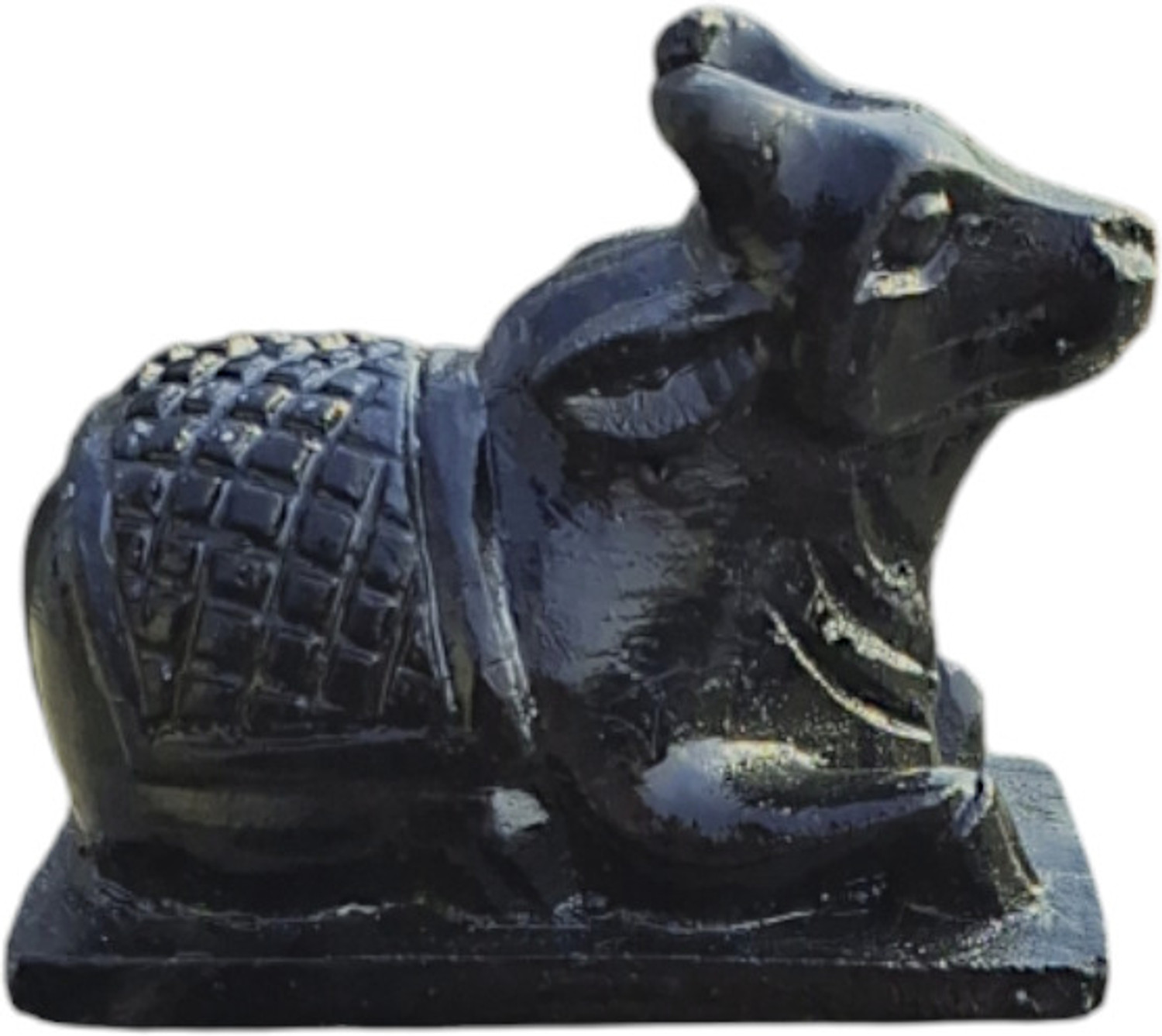 Image of TEJASWI CRAFT Black Marble Shiva Nandi Decorative Showpiece - 4.5 cm
