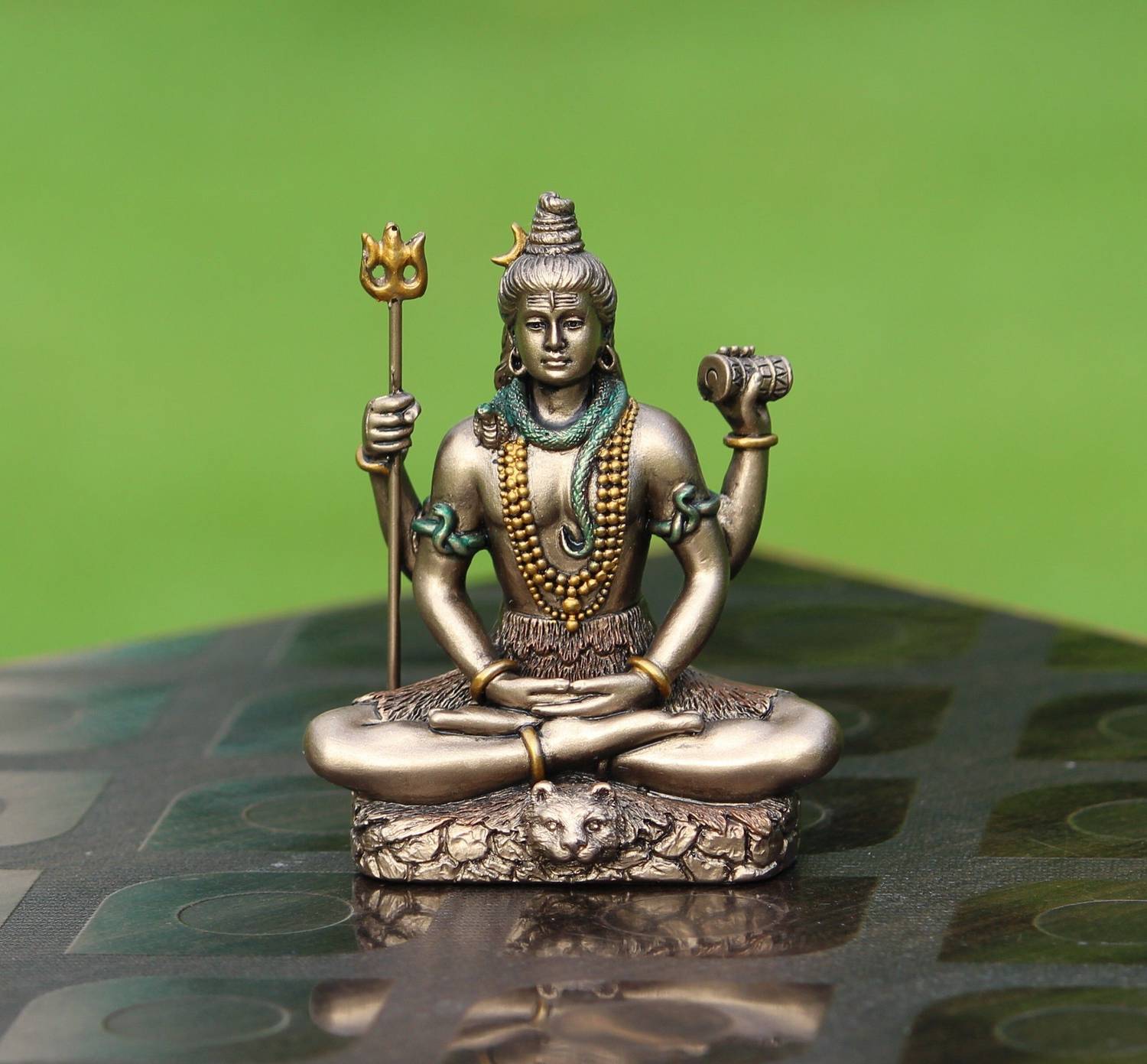 Antiques Nirmala Blessing Lord Shiva Cold Cast Bronze Resin Decorative Figurine Decorative Showpiece - 8 cm