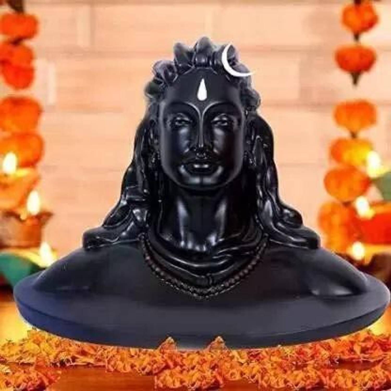 AROHI ENTERPRISES Handcrafted Adiyogi Shiva God Idols Statue for car dashboard Decorative Showpieces & Figurines for Living Room -11.5 cm (Polyresin, Black) Decorative Showpiece  -  11.5 cm