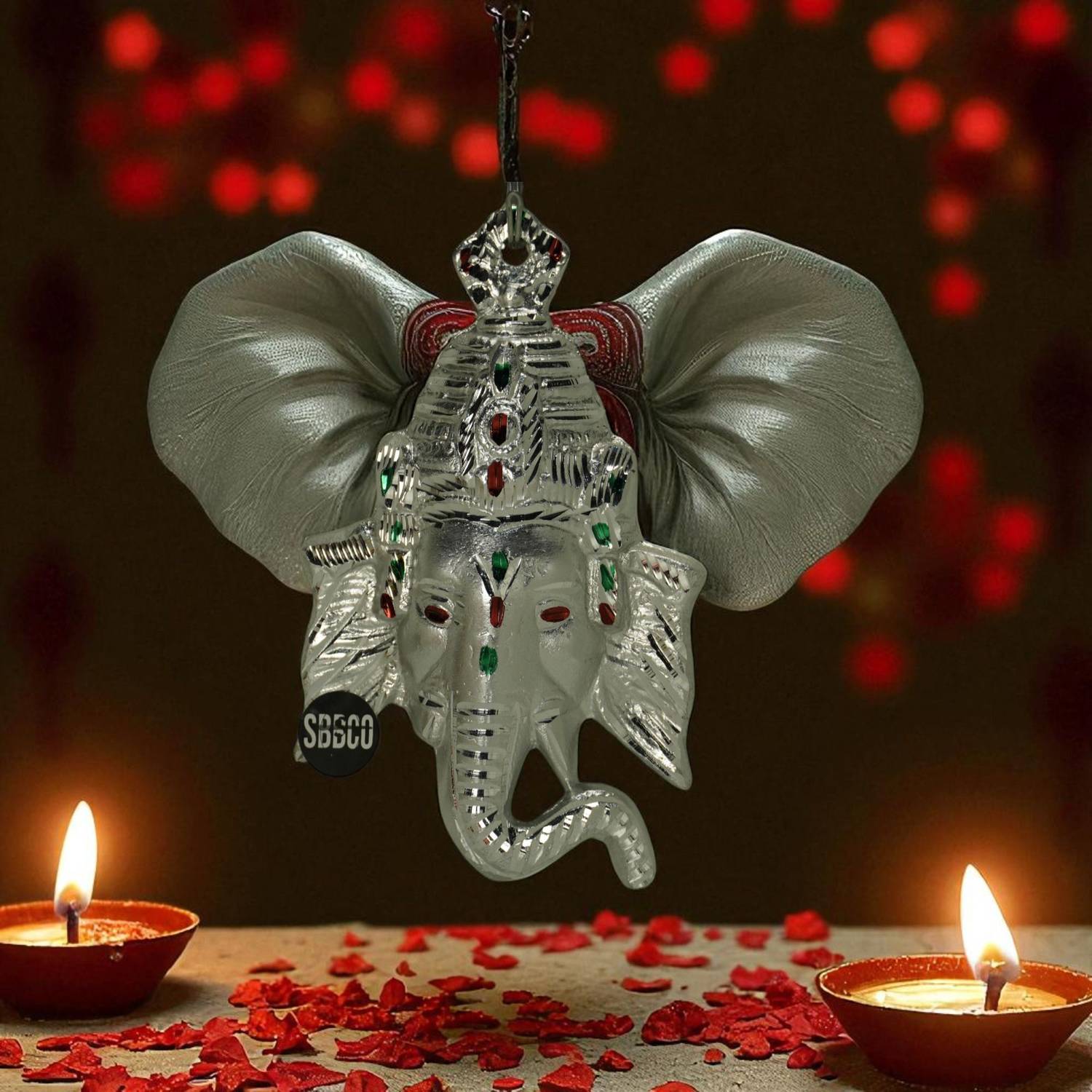SBBCO Divine Magnet Metal Silver Ganesha Idol Decorative Showpiece - 11.8 cm