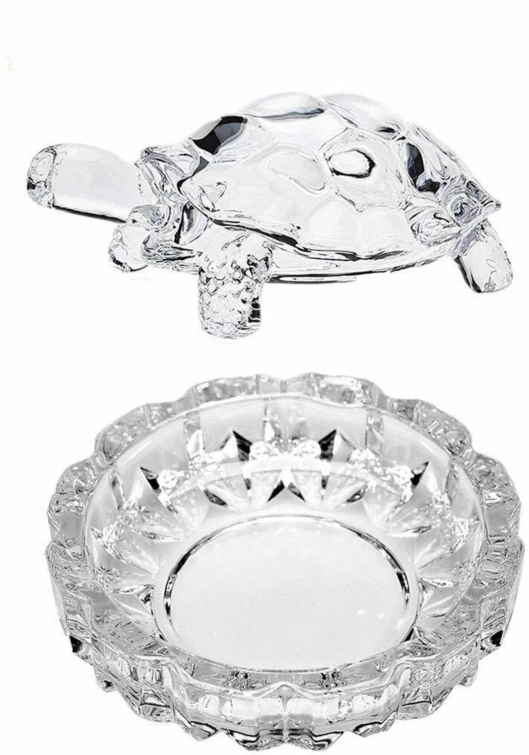ADIYOGI Vastu Feng Shui Crystal Turtle Tortoise for Good Luck Decorative Showpiece  -  11 cm