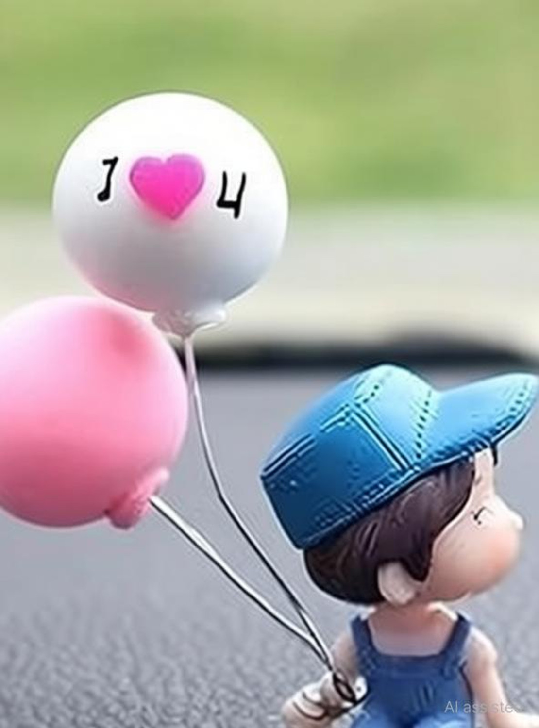 Image of AKOOPAR GLOBAL CAR DASHBOARD CUTE COUPLE PAIR ( BLUE) Decorative Showpiece - 5 cm