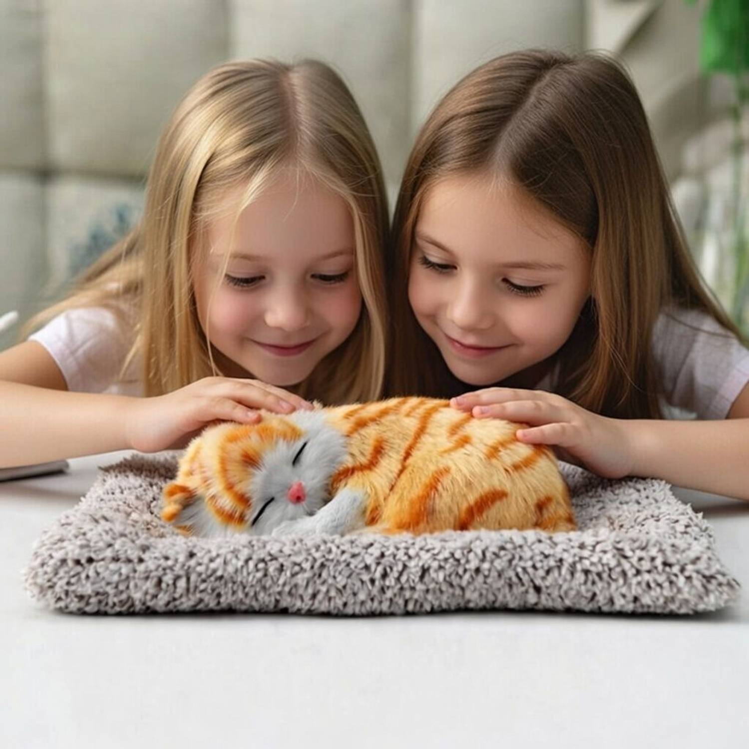 Bogenlite Open Eye Cat Plush Toy with Sound – Cute Dashboard