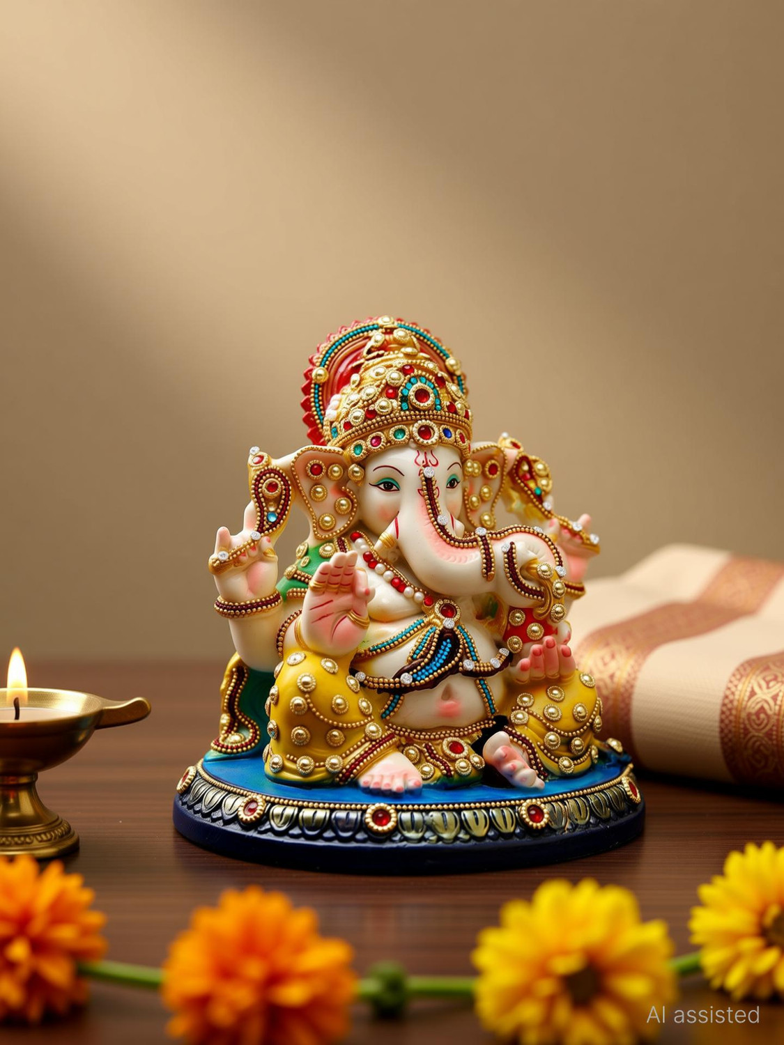 Image of Buji Handicraft god ganesh murti,ganesha murti,ganesh idol,ganesha idol,ganesha statue,ganapathy Decorative Showpiece - 20 cm