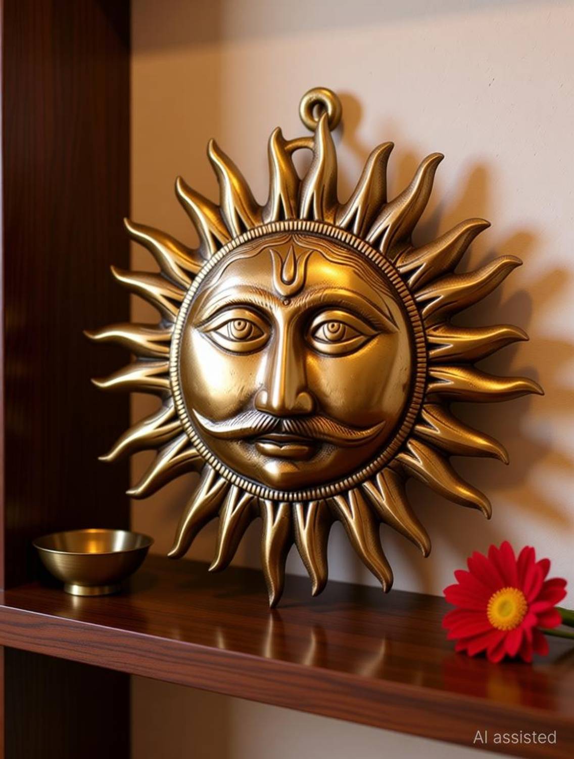 BrassMetal Lord Sun Idol medium size 10.5 Inch Suraj surya Murti Statue Vastu Decorative Showpiece for Wall Décor Room Décor Decorative Showpiece  -  27 cm