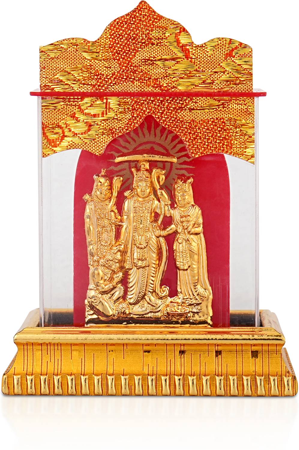 Awesome Craft Shri Ram Darbar Golden Plated Acrylic Showpiece For Car Dashboard,Home & Office Decorative Showpiece - 10 cm