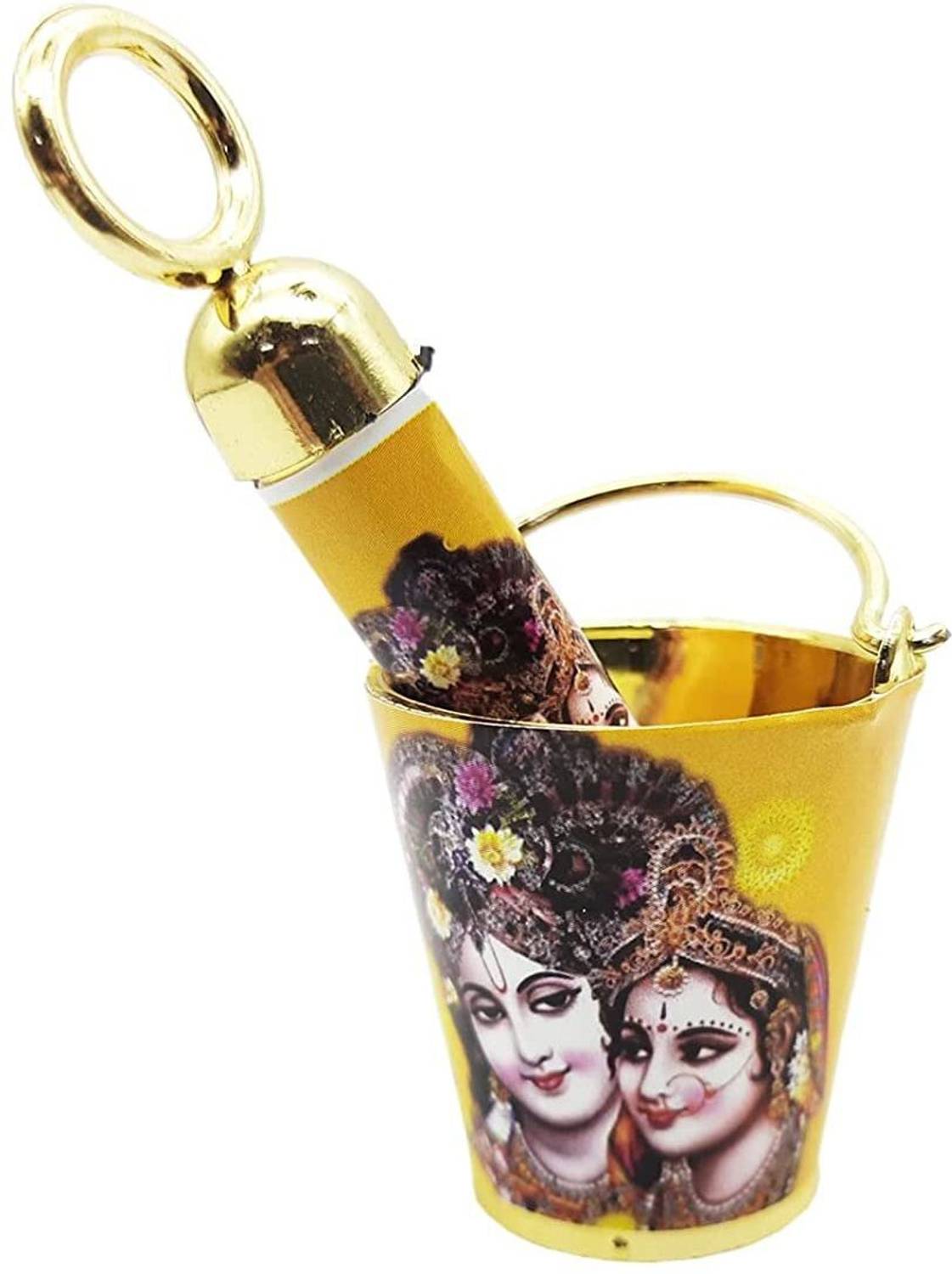 Ascension Ascension Plastic Small Pooja Laddu Gopal Ji Holi Bucket and Pichkari Decorative Showpiece  -  4 cm