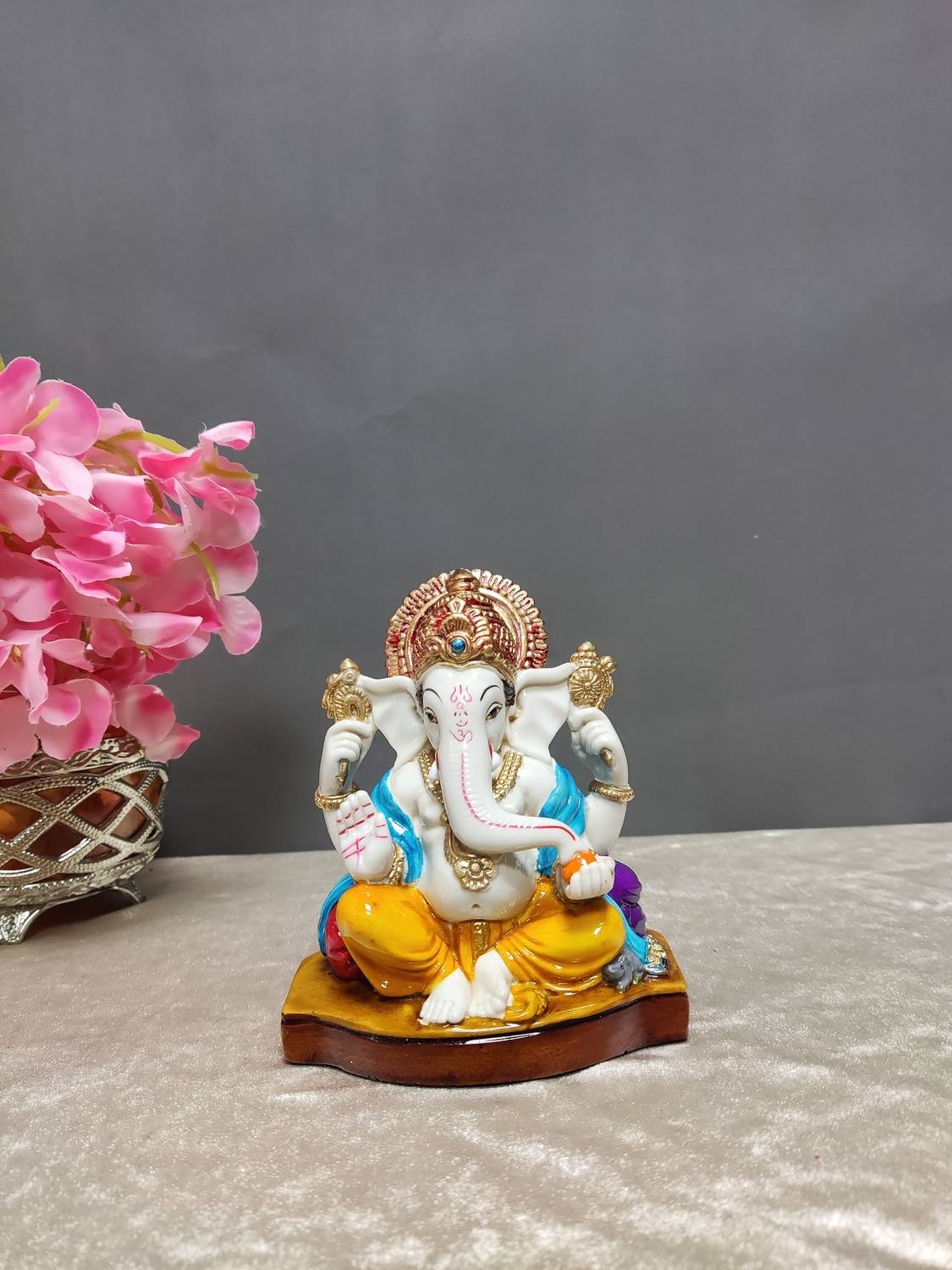 Pratima PRATIMA Handmade Polyresin Ganpati Statue For Gifting, Decorative Showpiece - 12 cm