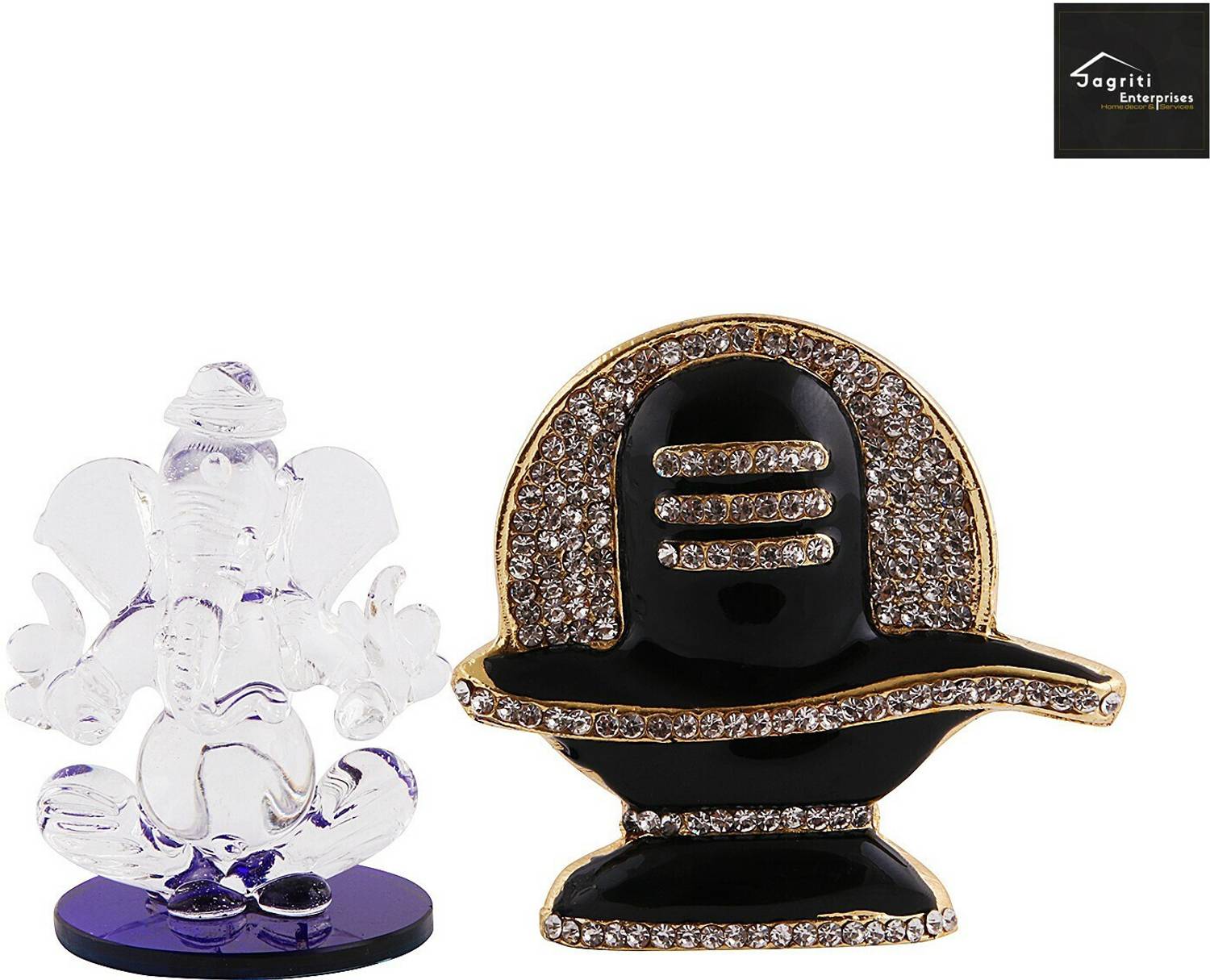 jagriti enterprise Ganpati Idol Metal Shivlinga Combo | Ganpati Idol Showpiece for Home Decorative Showpiece - 7 cm