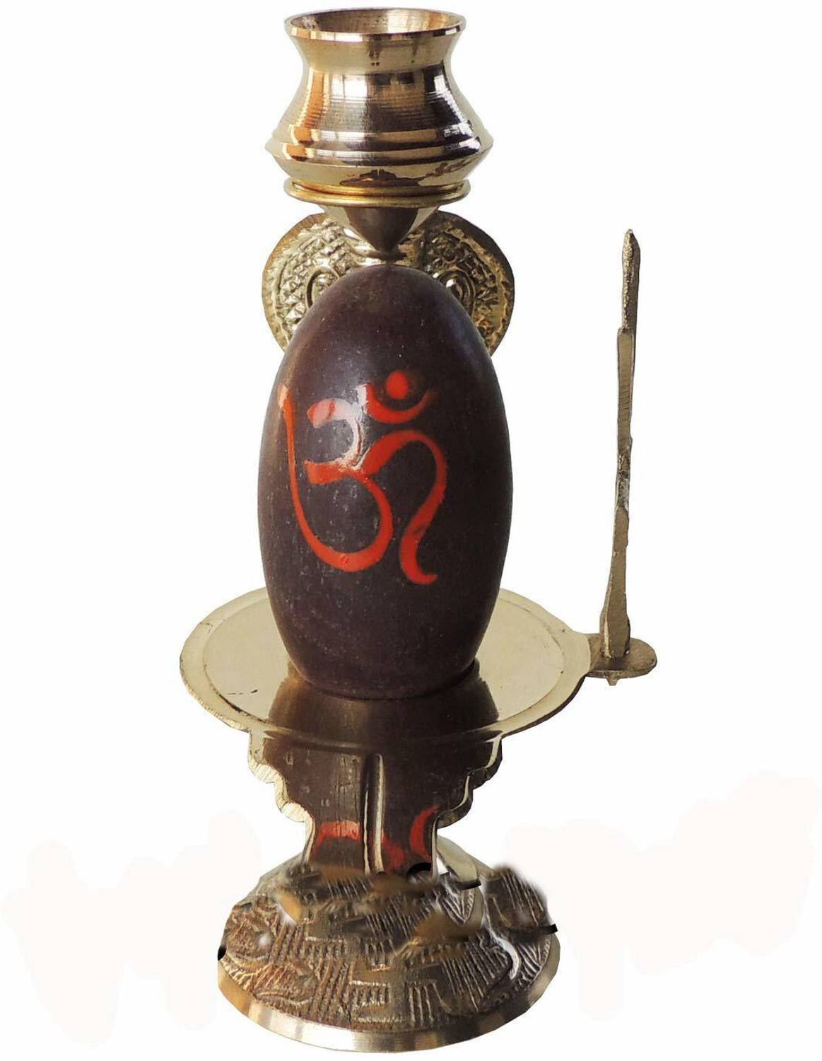 DARIDRA Narmadeshwar Shiva Ling with Brass Stand - 9 cm - Image 2