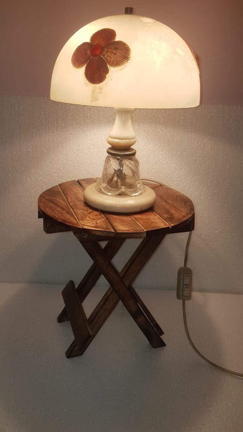 Image of etiquette art Wooden Folding Side Table - Antique Handmade Foldable Coffee Table Engineered Wood Side Table