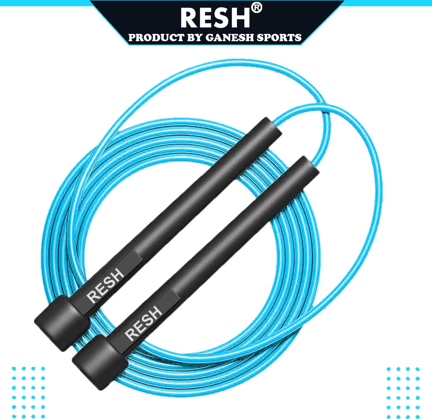 Resh (Blue) Adjustable Freestyle Skipping Rope (Length: 275 cm)