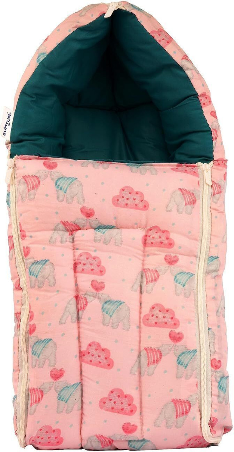 Image of BUMTUM 0-6 Months New Born Baby Unisex Cotton Carry Bag 3 in 1 Baby Bed Sleeping Bag