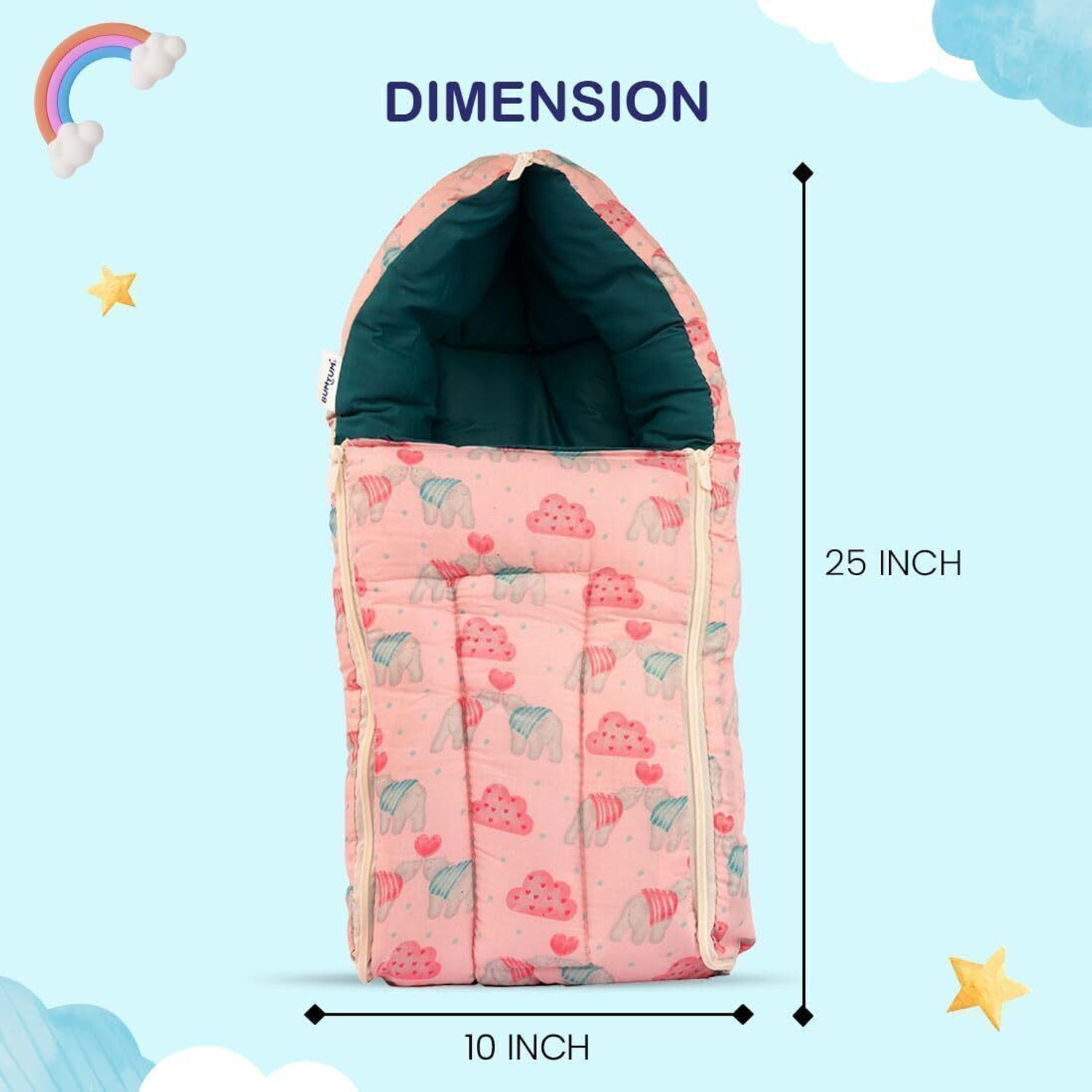 Image of BUMTUM 0-6 Months New Born Baby Unisex Cotton Carry Bag 3 in 1 Baby Bed Sleeping Bag