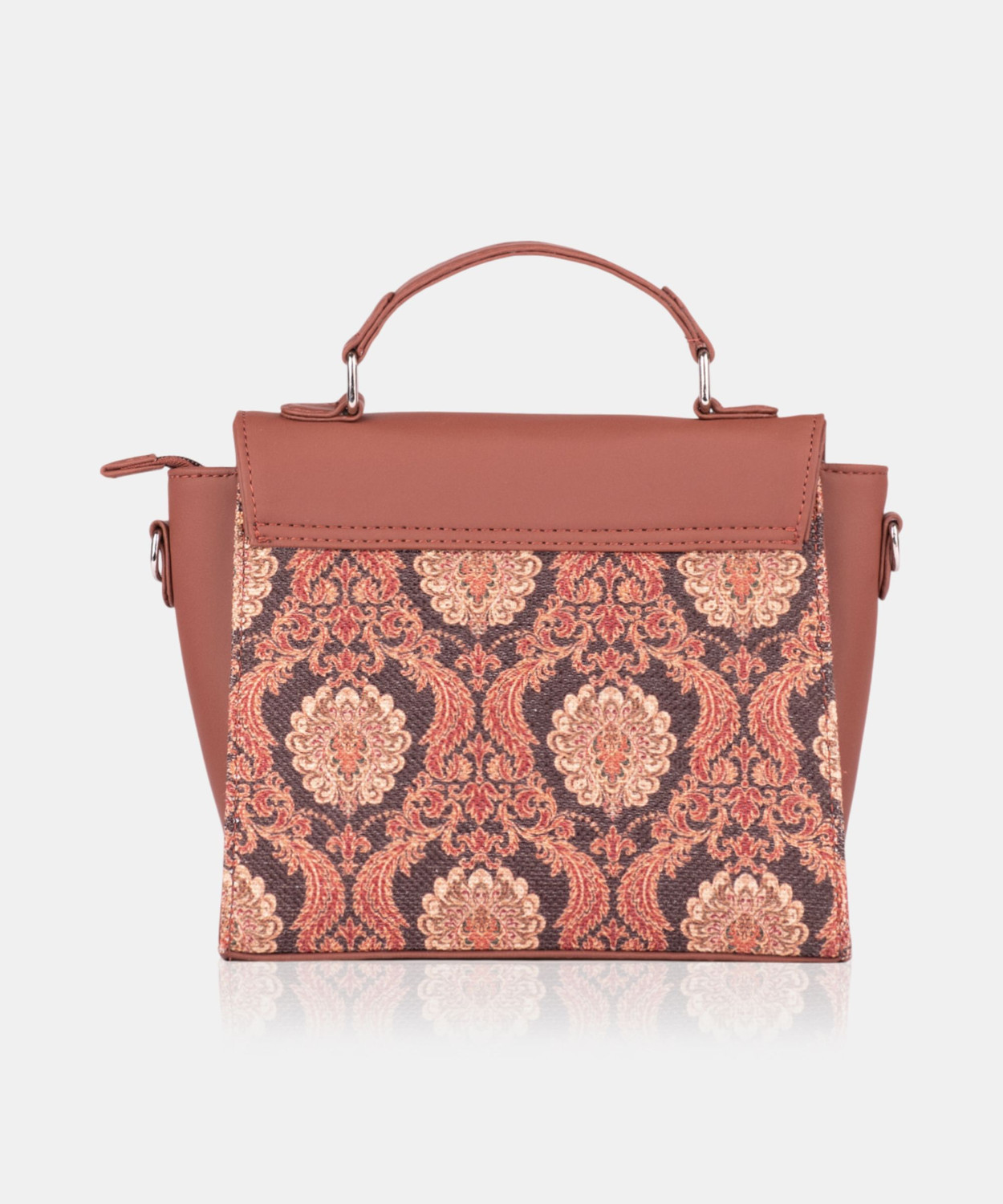 Image of ZOUK Brown Sling Bag Jodhpur Damask Statement Sling Bag