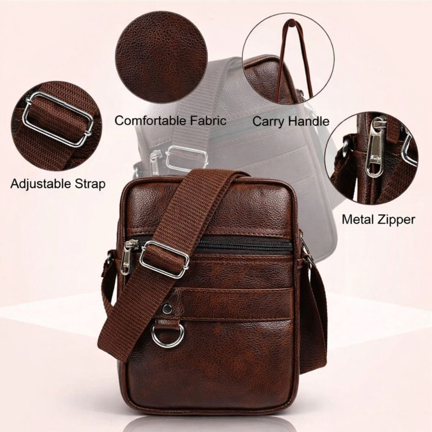 Image of SRACO Brown Sling Bag Stylish Cross Body Sling bag for Office, Cash, Business Collection, Travelling