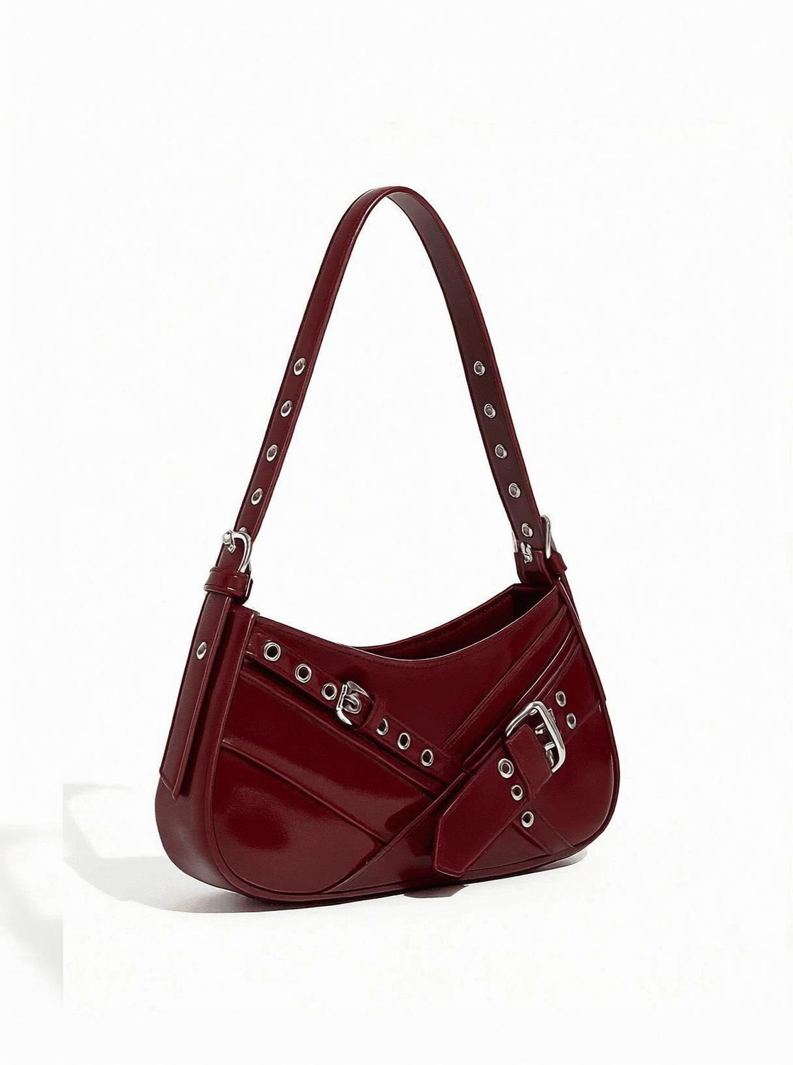 Image of LIZIQI Red Sling Bag Elegant PU Leather Shoulder Bag - Stylish & Durable.
