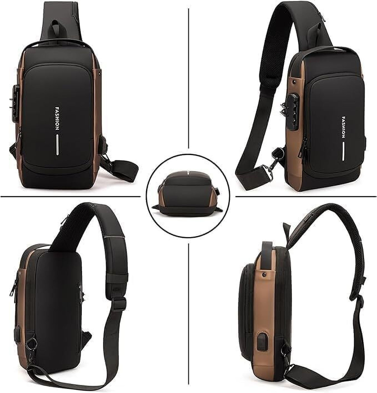 Image of lifeindia Black, Brown Sling Bag Anti-Theft Water-Resistant Portable Size Crossfit Side Sling Bag for Men Women