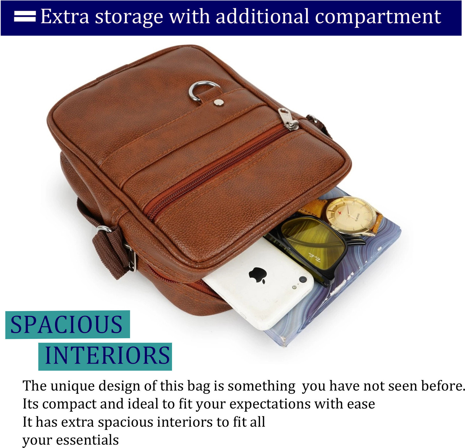 Image of ZipCraze Men Tan Messenger Bag