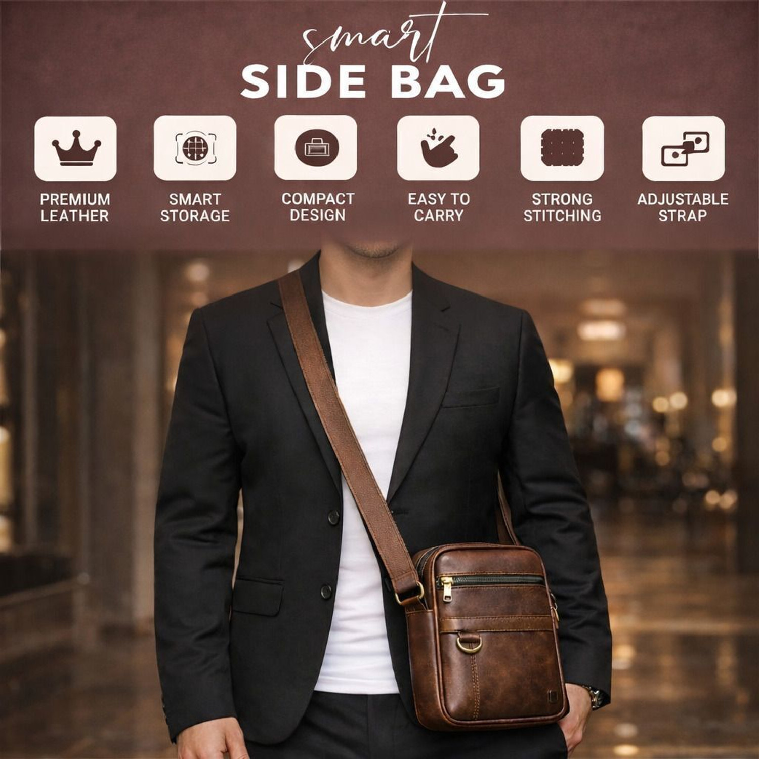 Image of SRACO Brown Sling Bag Stylish Cross Body Sling bag for Office, Cash, Business Collection, Travelling