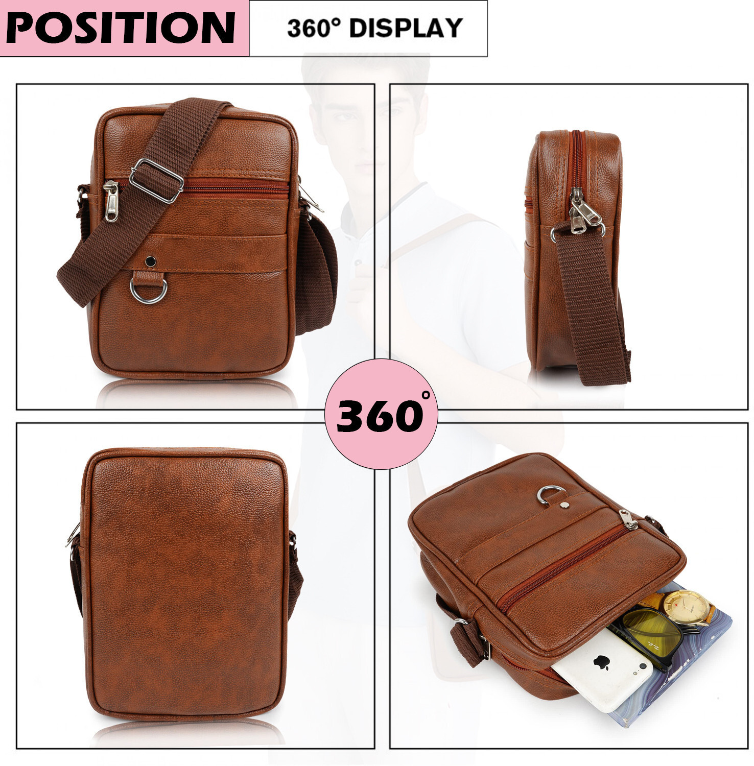 Image of ZipCraze Men Tan Messenger Bag