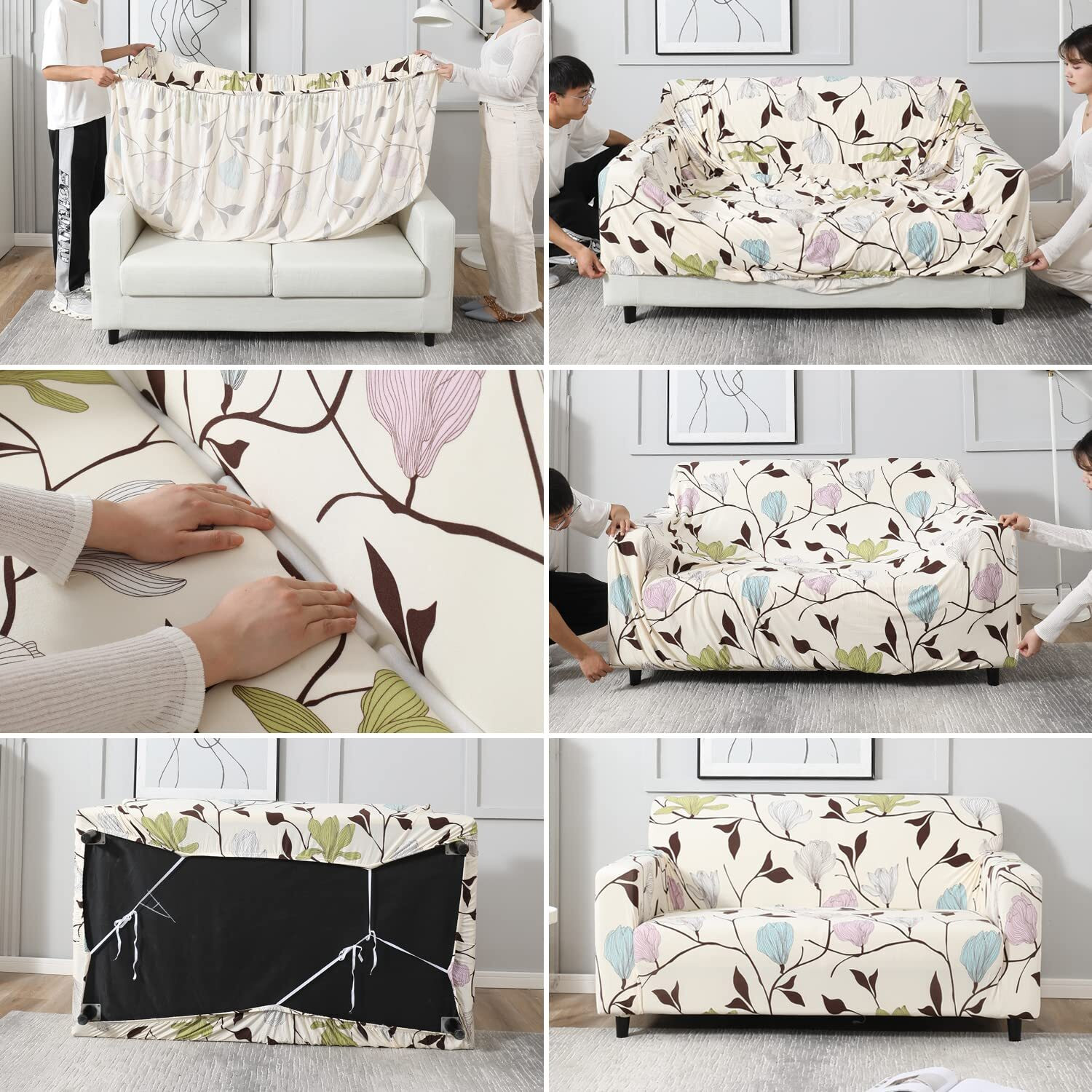 Image of HOKiPO Polyester 1 Seater Sofa Floral Cover
