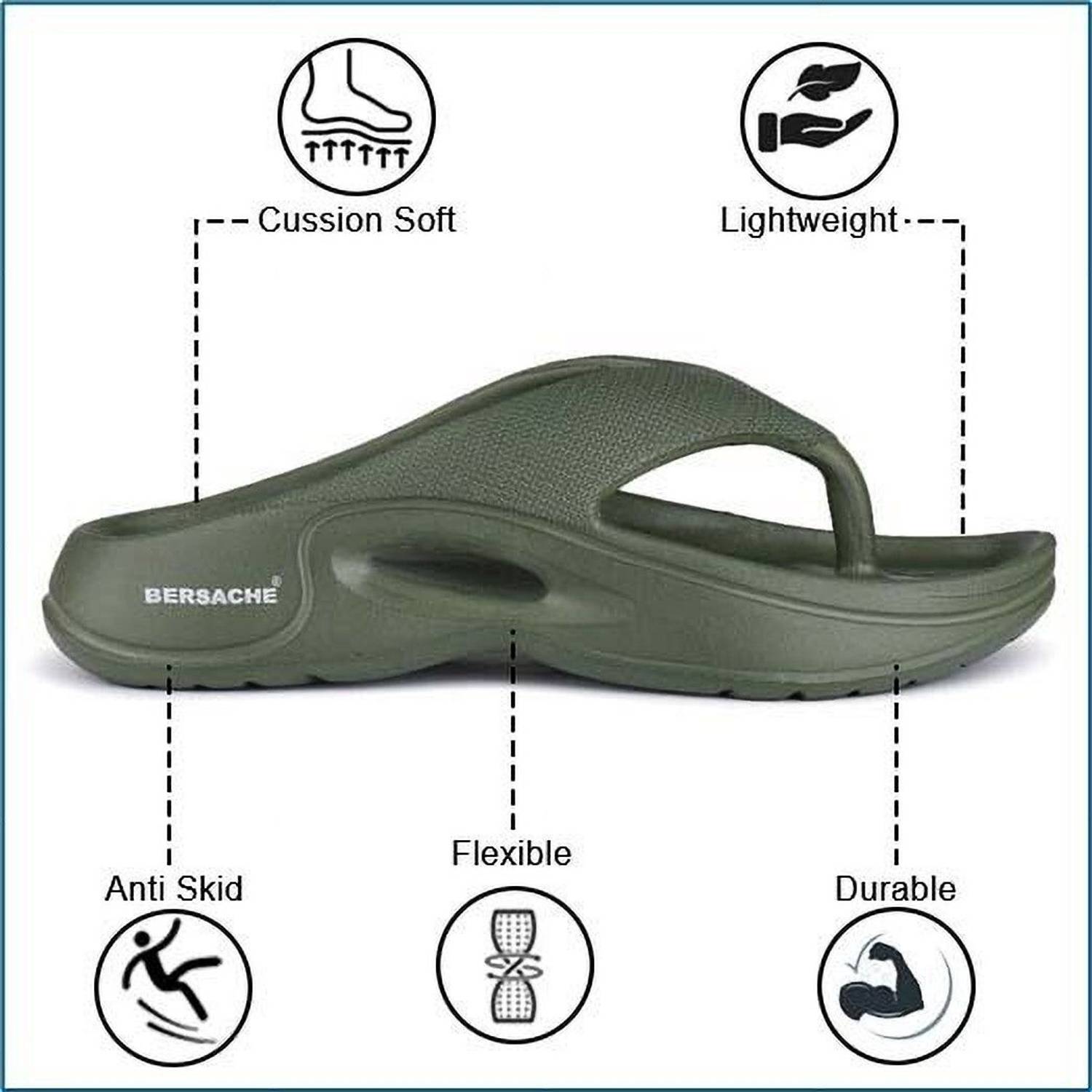 BERSACHE Men Green Slippers - Image 4