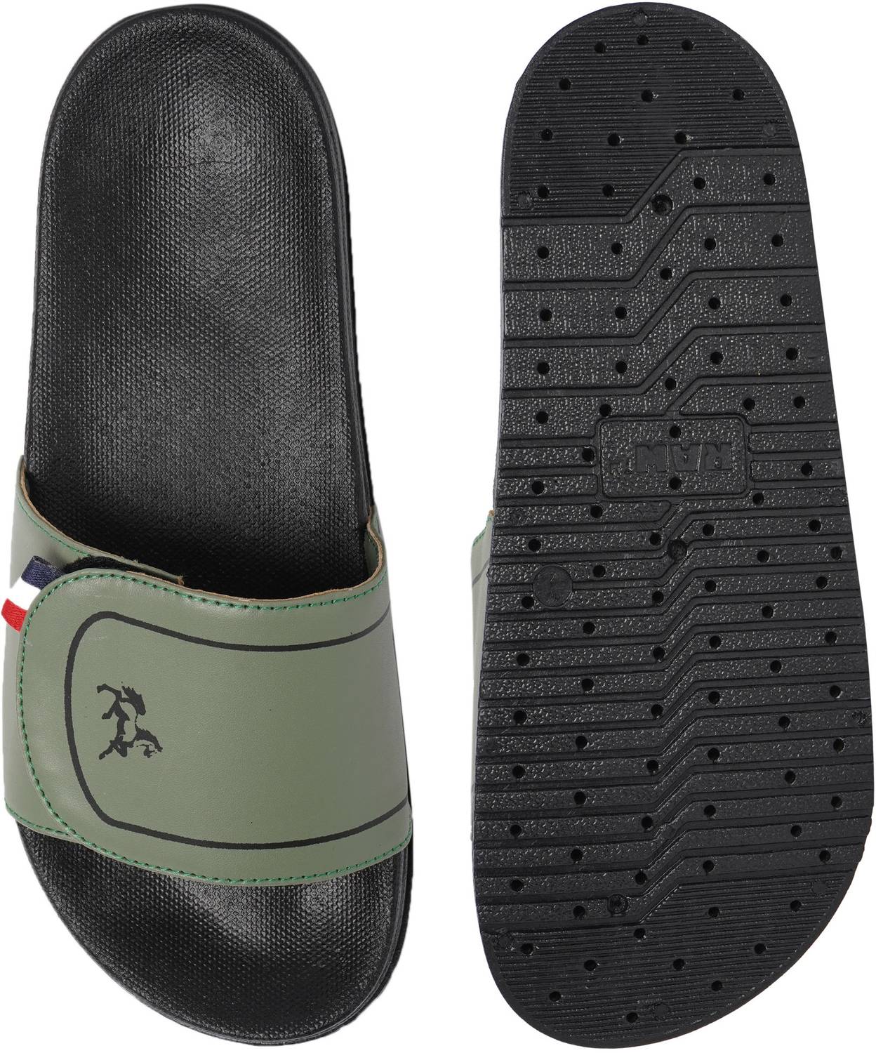 PERY-PAO Men Green Slides - Image 5