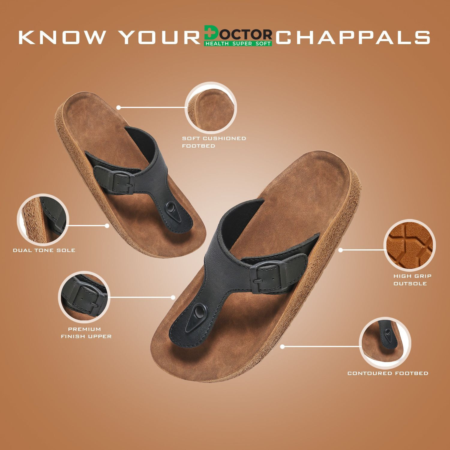 Image of Doctor Health Super Soft Men Men Healthcare Slippers | Soft Sole, Lightweight, Anti Skid, Breathable Flip Flops