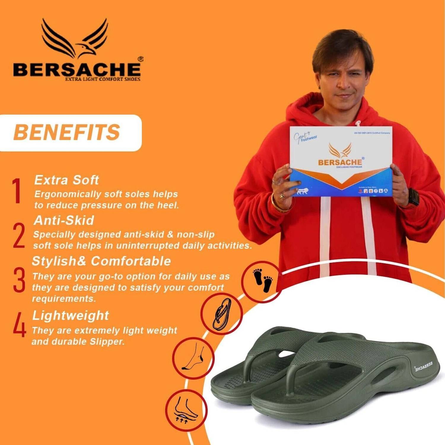 BERSACHE Men Green Slippers - Image 2