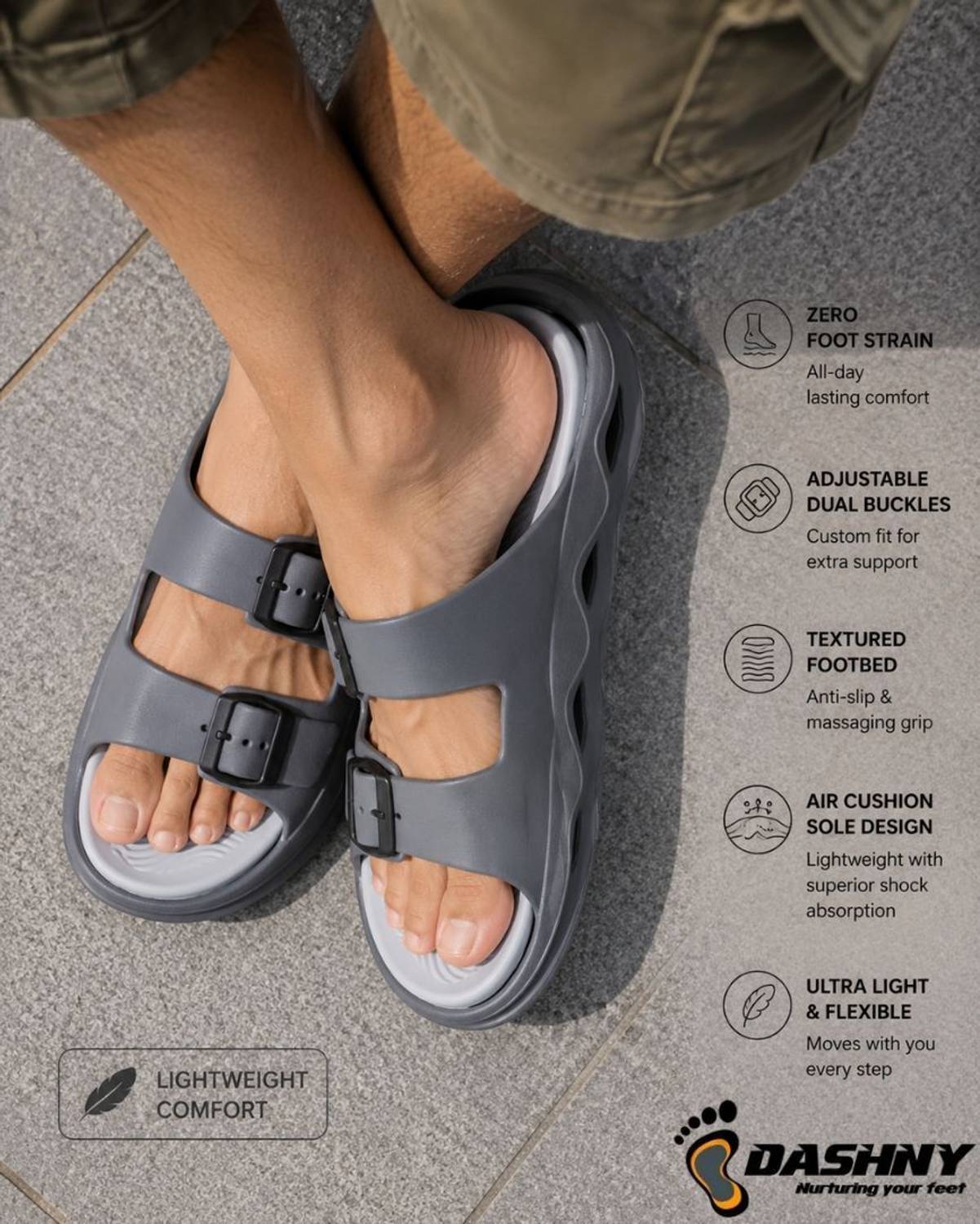 DASHNY Men Adjustable Double Strap Cushioned Slides - Image 2