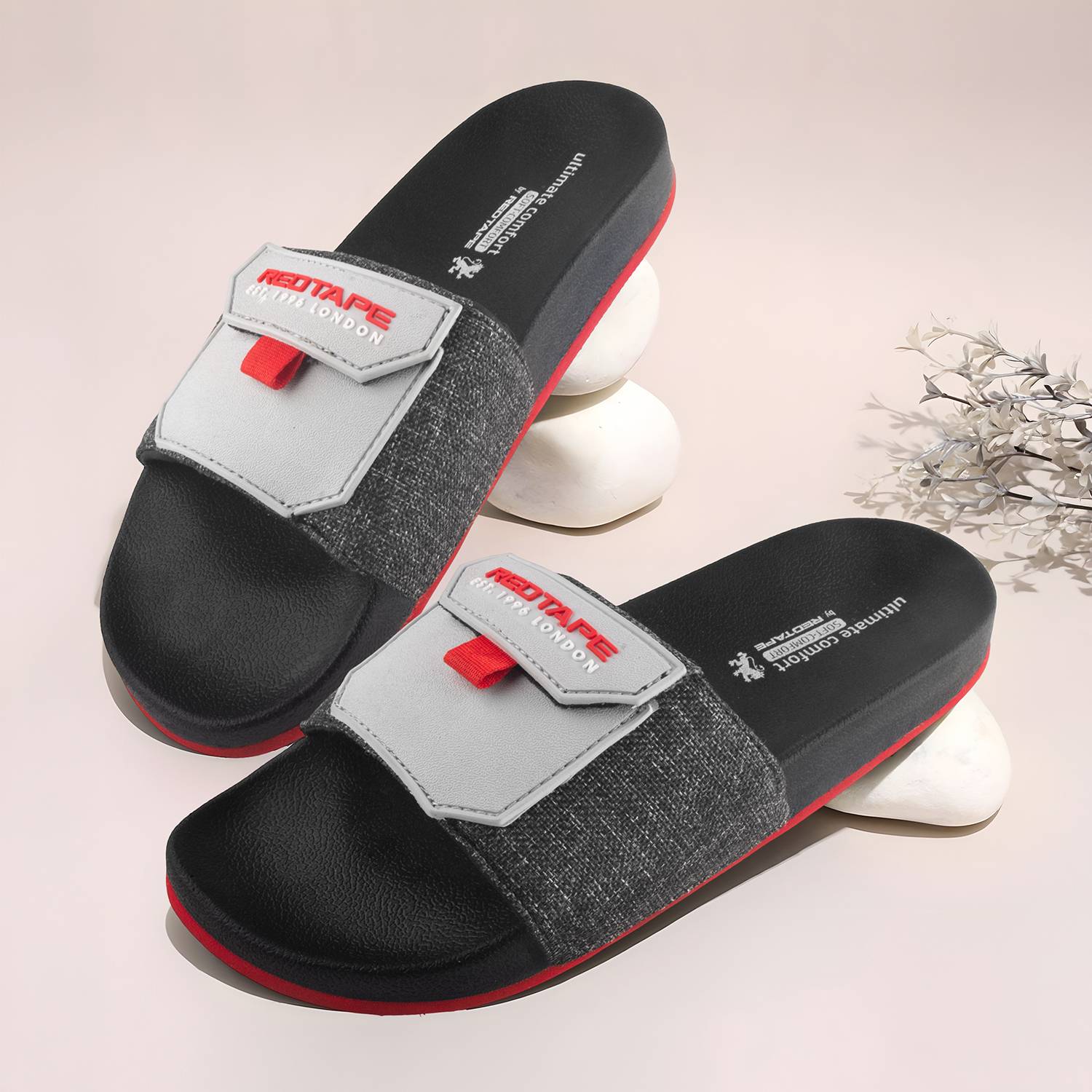 RED TAPE Men Slides Red